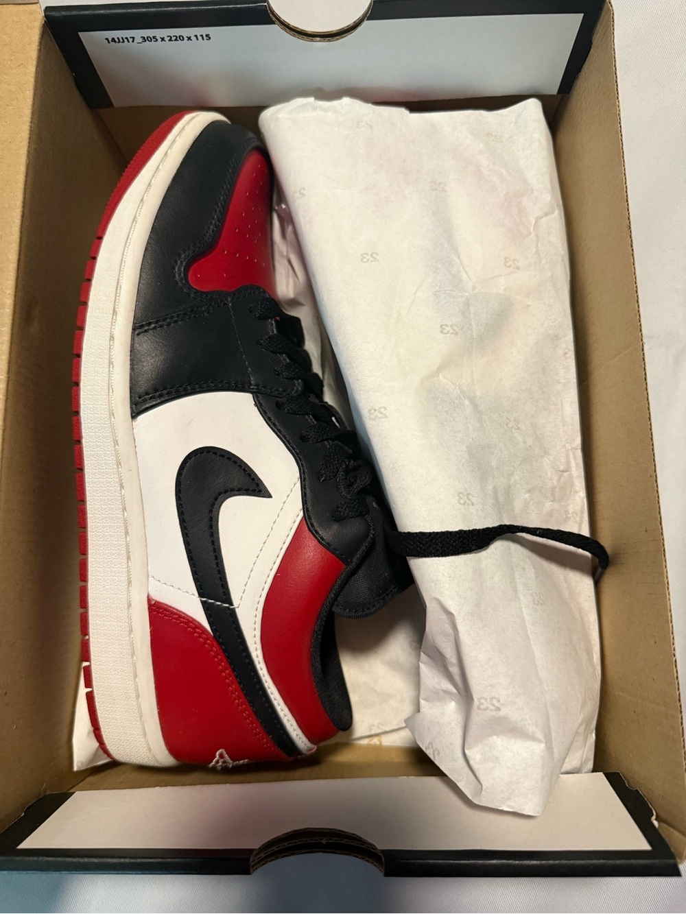 Nike Air Jordan 1 Low Black/White/Red Men’s Sneakers – Good Condition w/ Box
